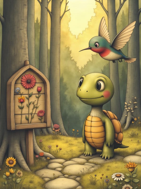 Illustration de La Tortue et le Colibri — 1