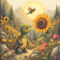 Conte pour enfants illustré sur Serena la tortue et Rayon le colibri qui apprennent la différence entre qualité et quantité au Festival des Fleurs. Histoire éducative sur la pleine conscience, la patience et la construction de relations significatives pour les enfants de 5 à 7 ans. Petit conte avec des valeurs sur la gestion du temps et la profondeur des expériences.